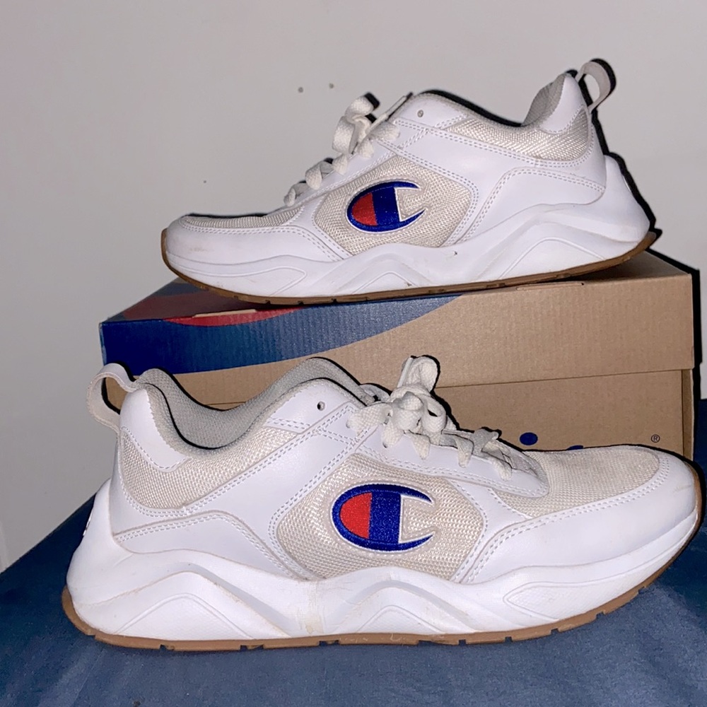 All white Champion shoes